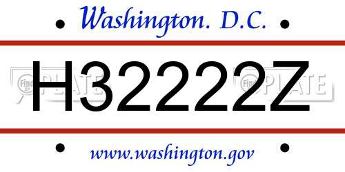 H32222Z District Of Columbia License Plate