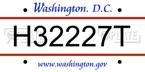 H32227T District Of Columbia License Plate