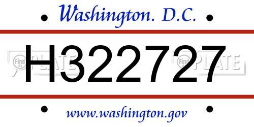 H322727 District Of Columbia License Plate