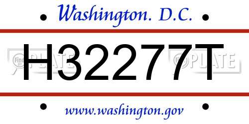 H32277T District Of Columbia License Plate