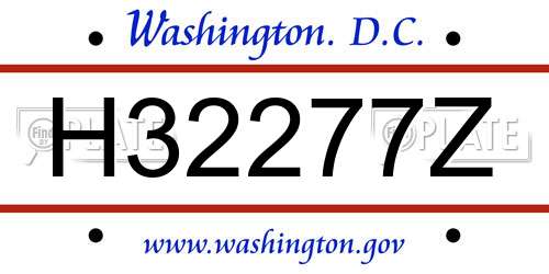 H32277Z District Of Columbia License Plate