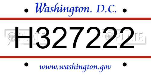 H327222 District Of Columbia License Plate