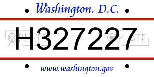 H327227 District Of Columbia License Plate