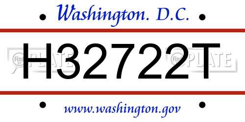H32722T District Of Columbia License Plate