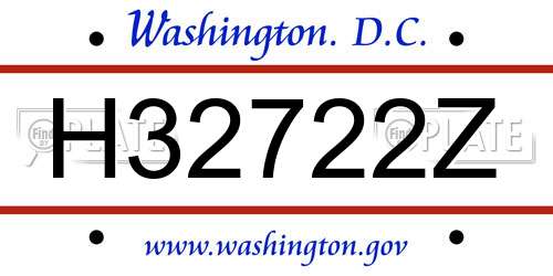 H32722Z District Of Columbia License Plate