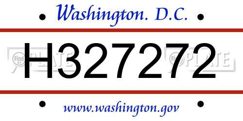 H327272 District Of Columbia License Plate