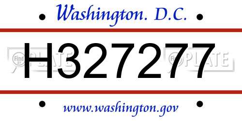 H327277 District Of Columbia License Plate
