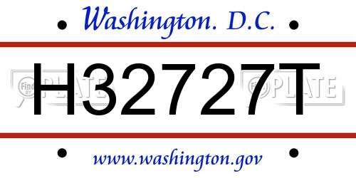 H32727T District Of Columbia License Plate