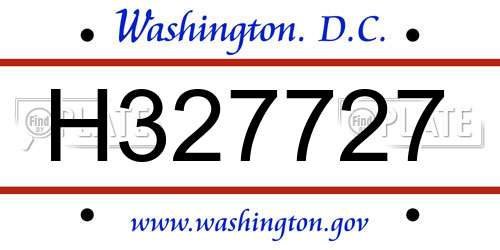 H327727 District Of Columbia License Plate
