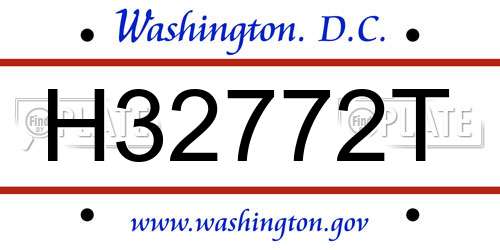 H32772T District Of Columbia License Plate