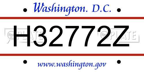 H32772Z District Of Columbia License Plate