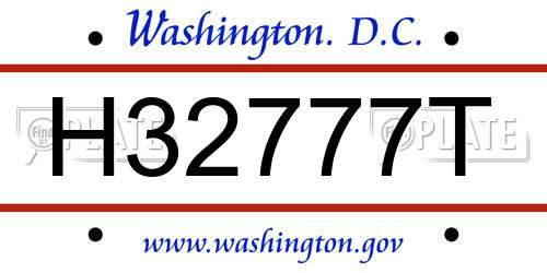 H32777T District Of Columbia License Plate
