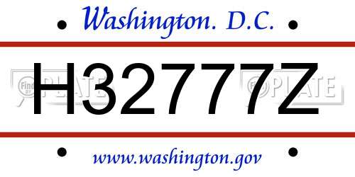 H32777Z District Of Columbia License Plate