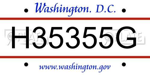 H35355G District Of Columbia License Plate