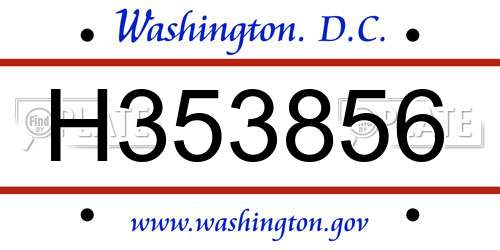 H353856 District Of Columbia License Plate