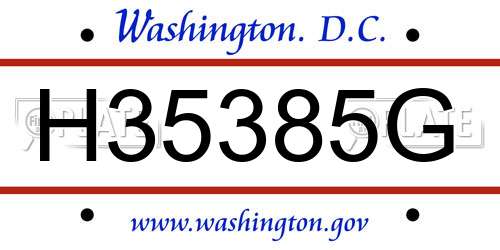 H35385G District Of Columbia License Plate