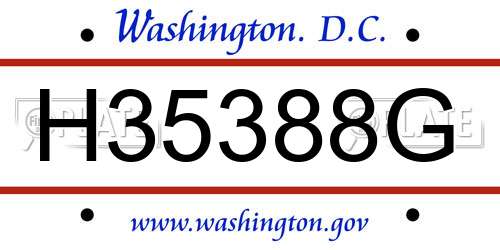 H35388G District Of Columbia License Plate