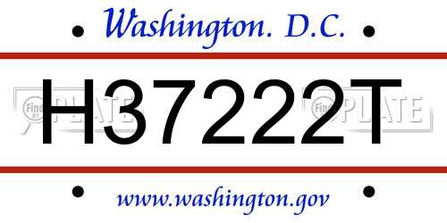 H37222T District Of Columbia License Plate