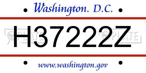 H37222Z District Of Columbia License Plate