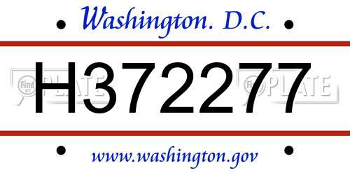 H372277 District Of Columbia License Plate