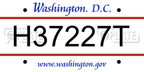 H37227T District Of Columbia License Plate