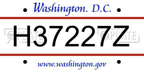 H37227Z District Of Columbia License Plate