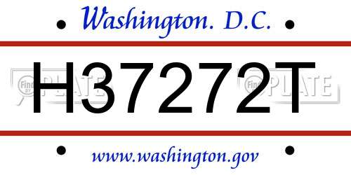 H37272T District Of Columbia License Plate