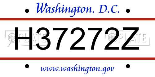 H37272Z District Of Columbia License Plate