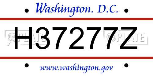 H37277Z District Of Columbia License Plate