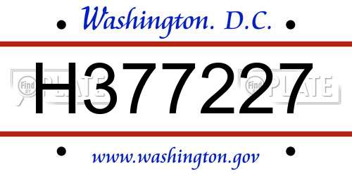 H377227 District Of Columbia License Plate