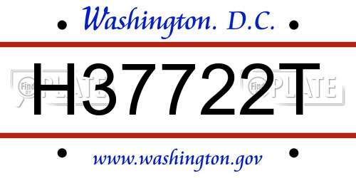 H37722T District Of Columbia License Plate