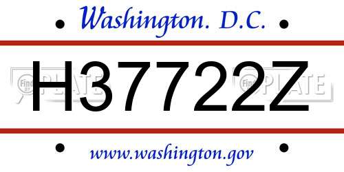 H37722Z District Of Columbia License Plate