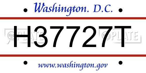 H37727T District Of Columbia License Plate