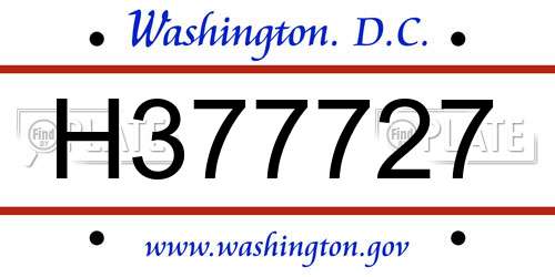 H377727 District Of Columbia License Plate