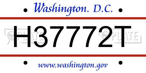 H37772T District Of Columbia License Plate