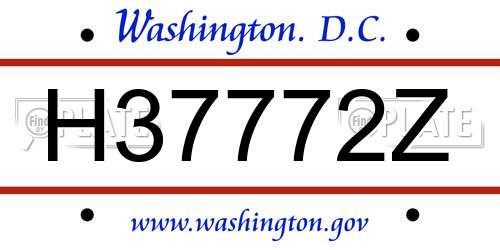 H37772Z District Of Columbia License Plate