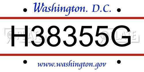 H38355G District Of Columbia License Plate