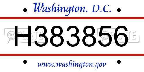 H383856 District Of Columbia License Plate