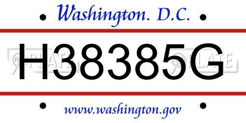 H38385G District Of Columbia License Plate