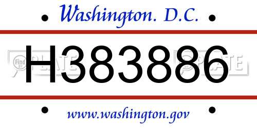 H383886 District Of Columbia License Plate