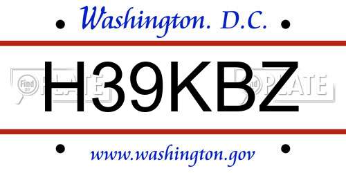 H39KBZ District Of Columbia License Plate