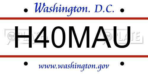 H40MAU District Of Columbia License Plate
