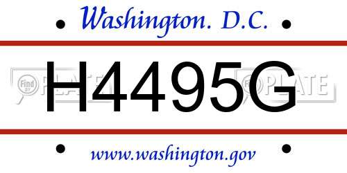 H4495G District Of Columbia License Plate