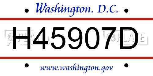 H45907D District Of Columbia License Plate