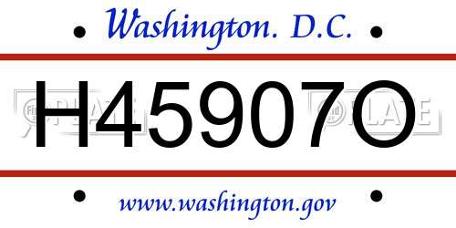 H45907O District Of Columbia License Plate
