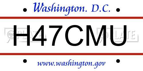 H47CMU District Of Columbia License Plate