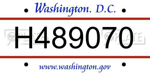 H489070 District Of Columbia License Plate