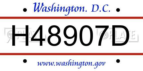 H48907D District Of Columbia License Plate