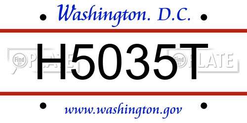 H5035T District Of Columbia License Plate
