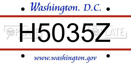 H5035Z District Of Columbia License Plate
